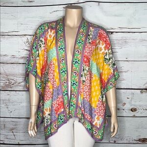 Tolani Collection Size 1XP Floral Patchwork Print Kimono Cardigan Jacket